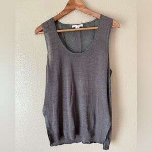 DUFFY Gray Linen Blend Sleeveless Top